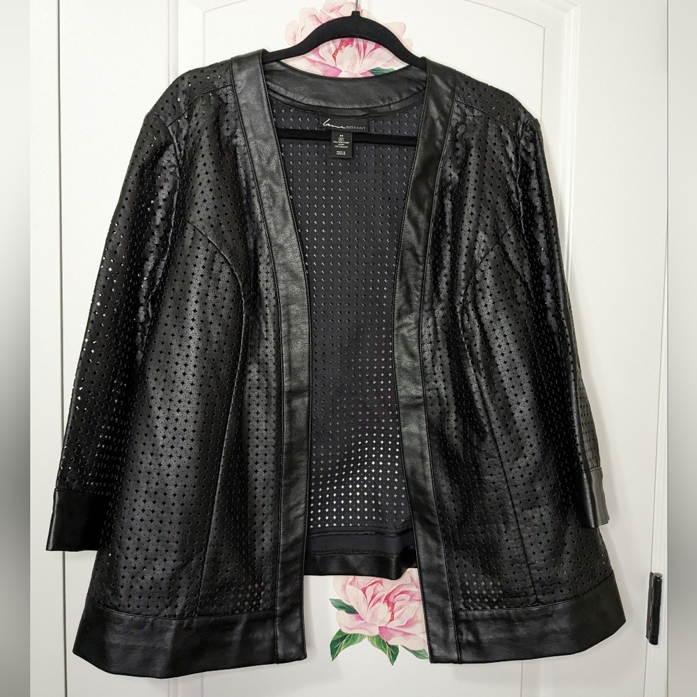 Lane Bryant vegan leather blazer in black